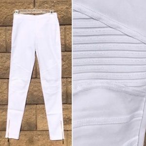 White Stretch Biker Leggings w/Ankle Zip NWT